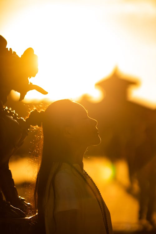 Silhouette of a Woman during Sunset