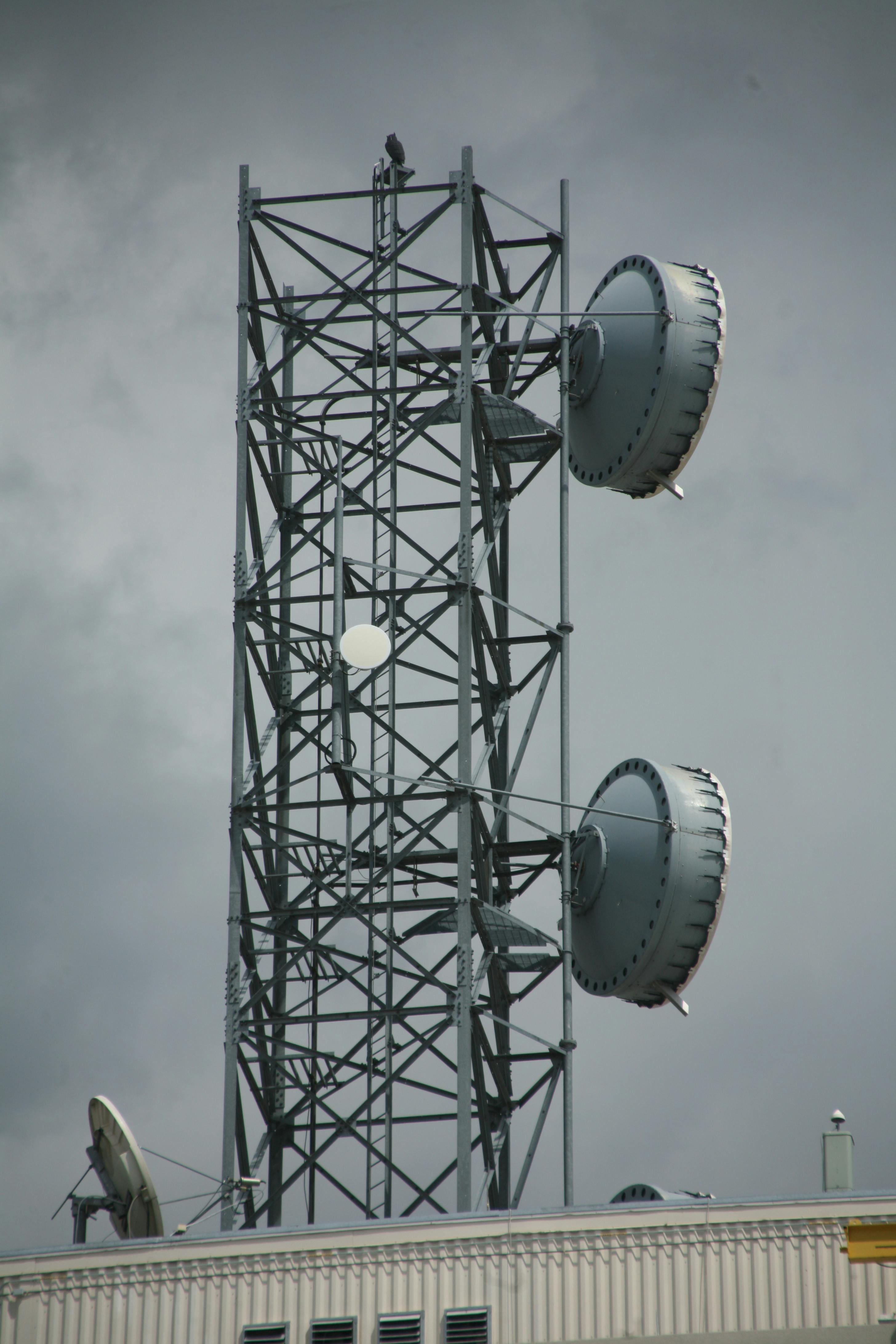 Microwave Antenna on the Signal Tower Stock Image - Image of