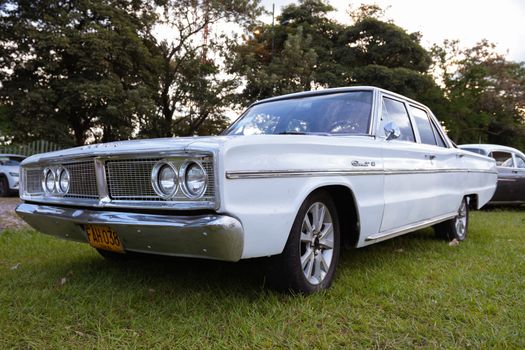 Vintage White Dodge Coronet Car Close-Up Photo