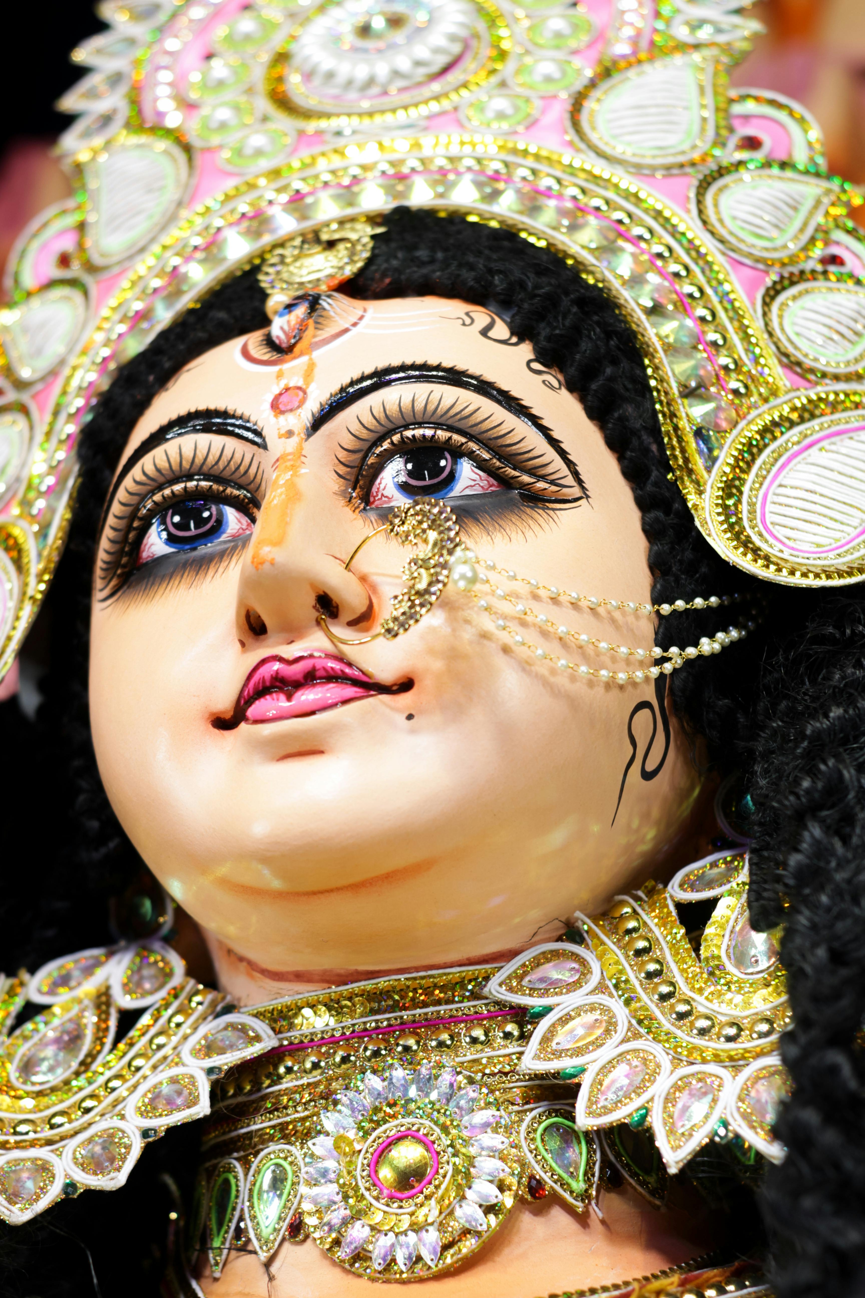 A black and white paper idol of Lord Durga during Durga Puja celebration at  an office premises Stock Photo - Alamy