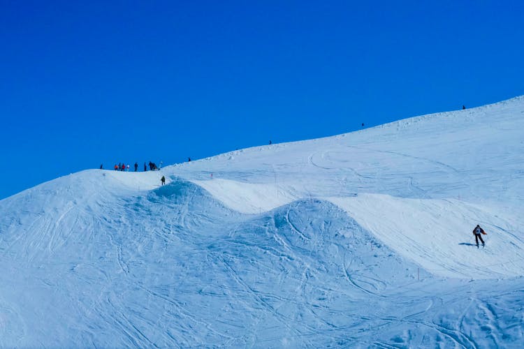 Skiers In The Mountain Ski Resort