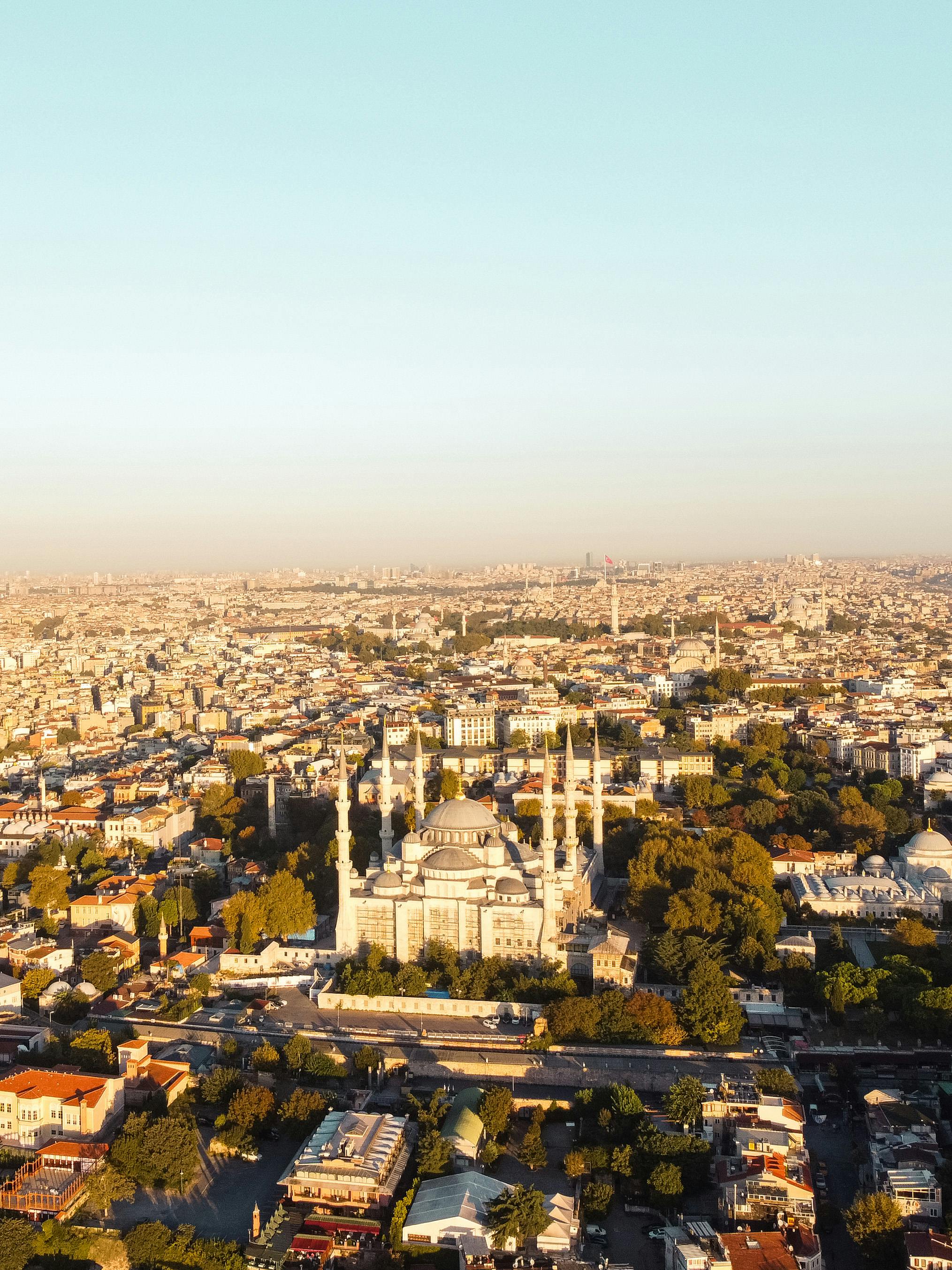 Aerial Photography Of Nusretiye Mosque Under White Sky · Free Stock Photo