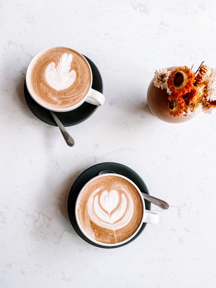 Coffee Cups And Flowers