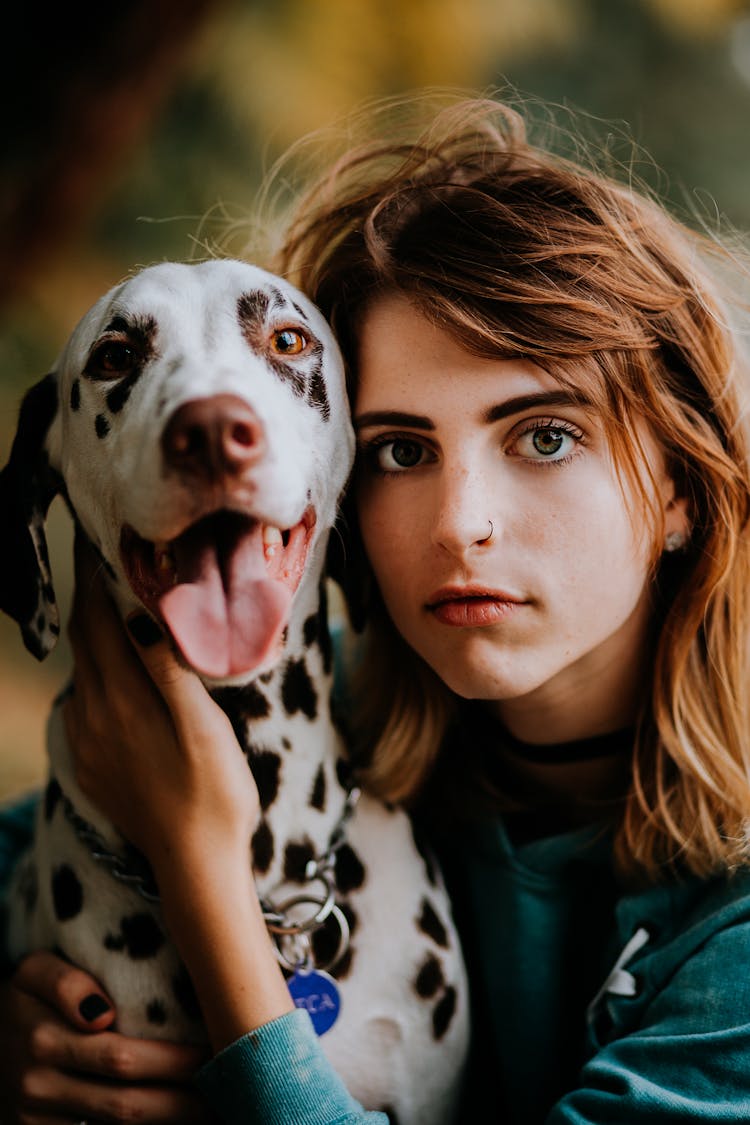 Woman With Dalmatian Dog