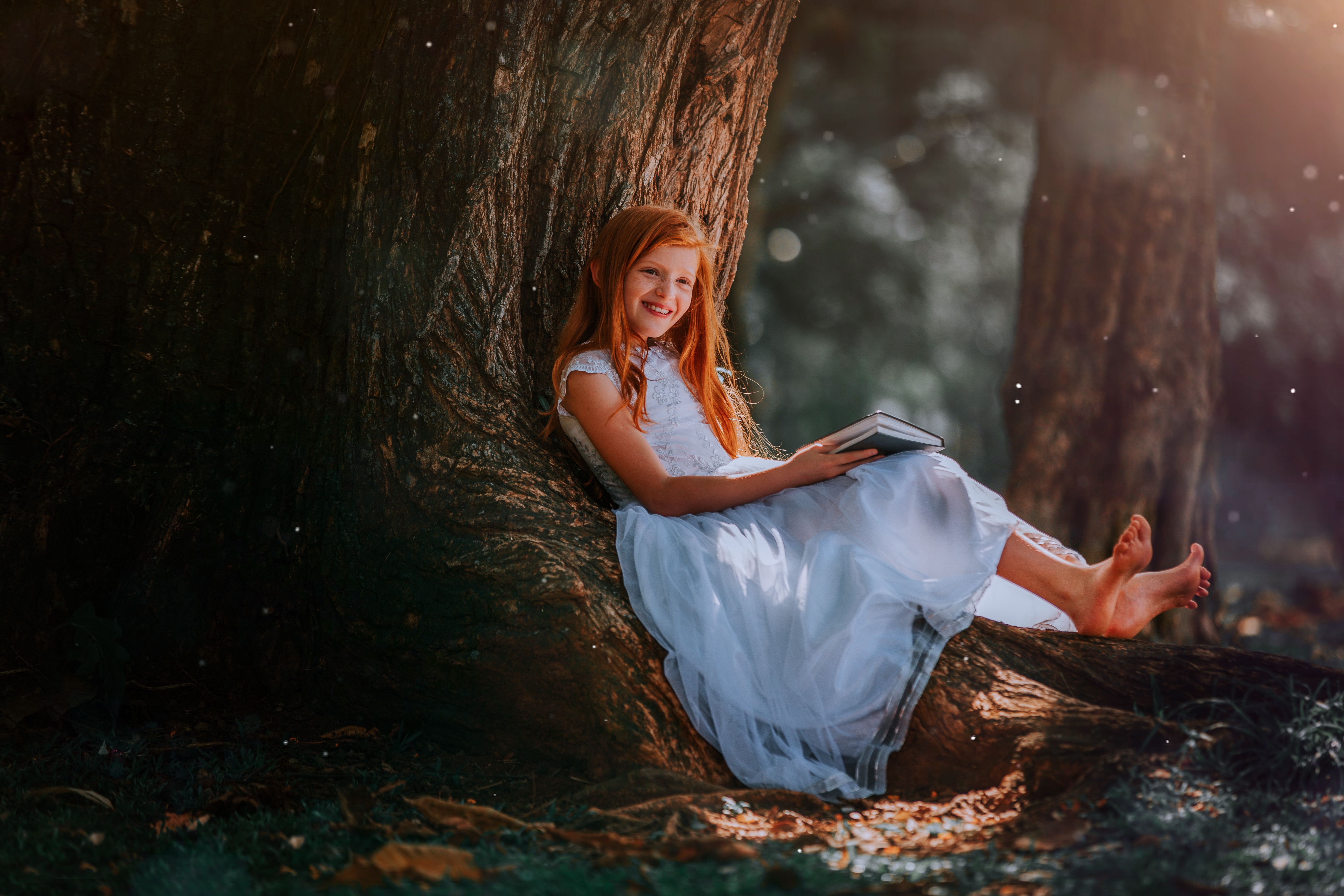 Woman in White Dress Sitting under the Tree · Free Stock Photo