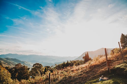 View from a Grass Field in Mountains 