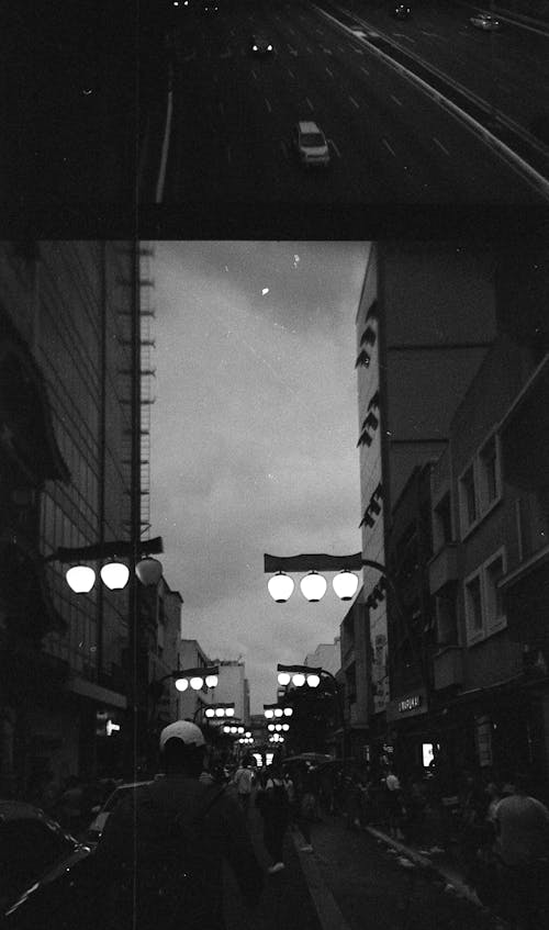 Black and White Film Photographs of City Streets 