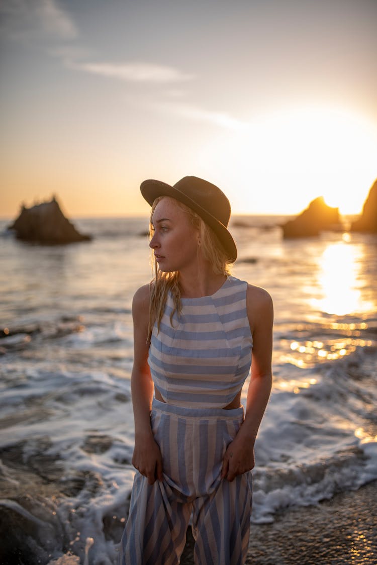 Beautiful Woman On Beach