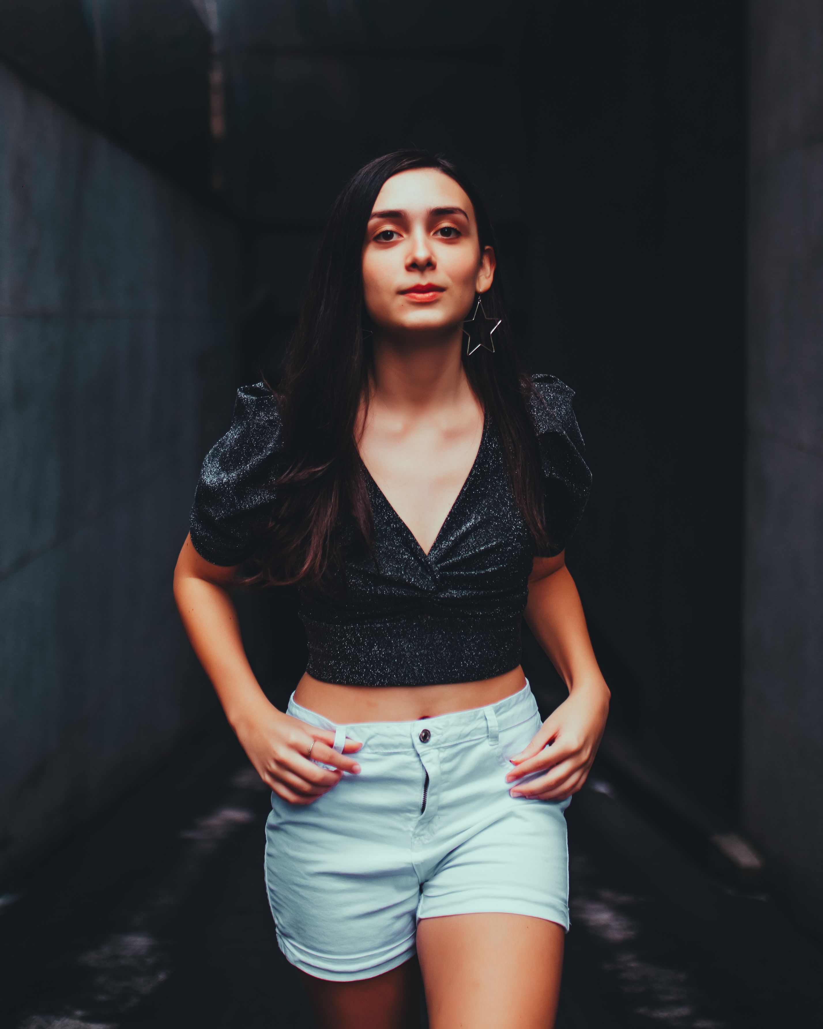 Woman in Black Crop Top and Denim Shorts · Free Stock Photo