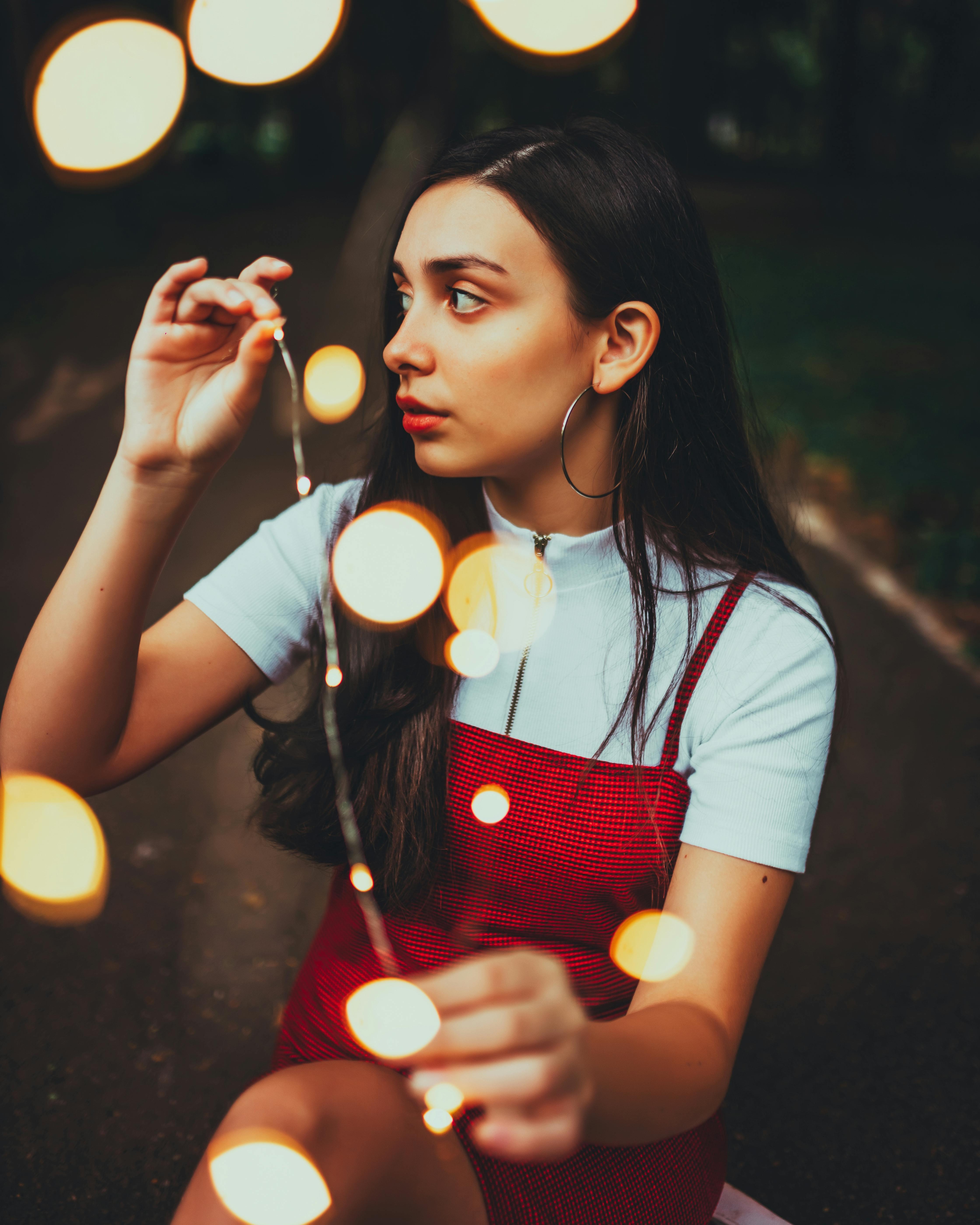 Portrait of Woman Under Red Light · Free Stock Photo