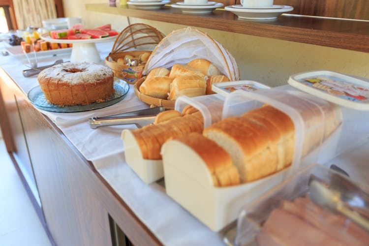 Breakfast Buffet On A Counter Top Table