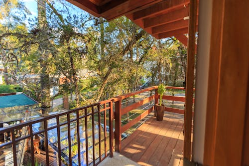 Wooden Balcony in a Hotel