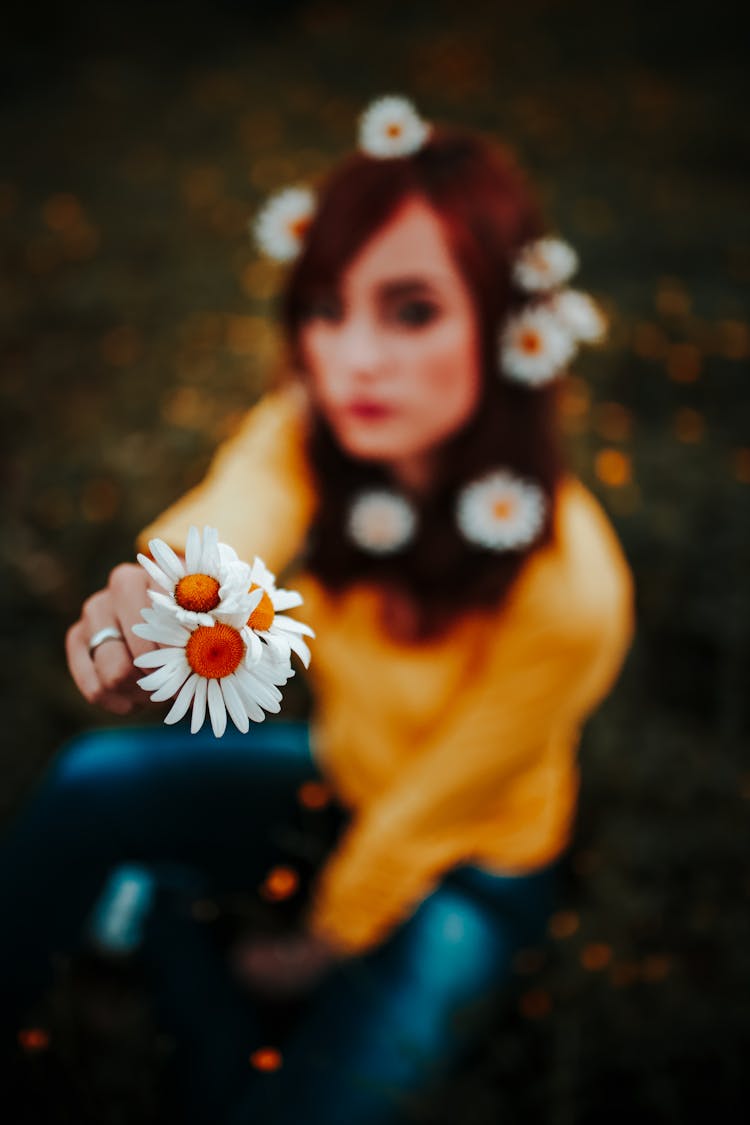 Woman Holding Flower