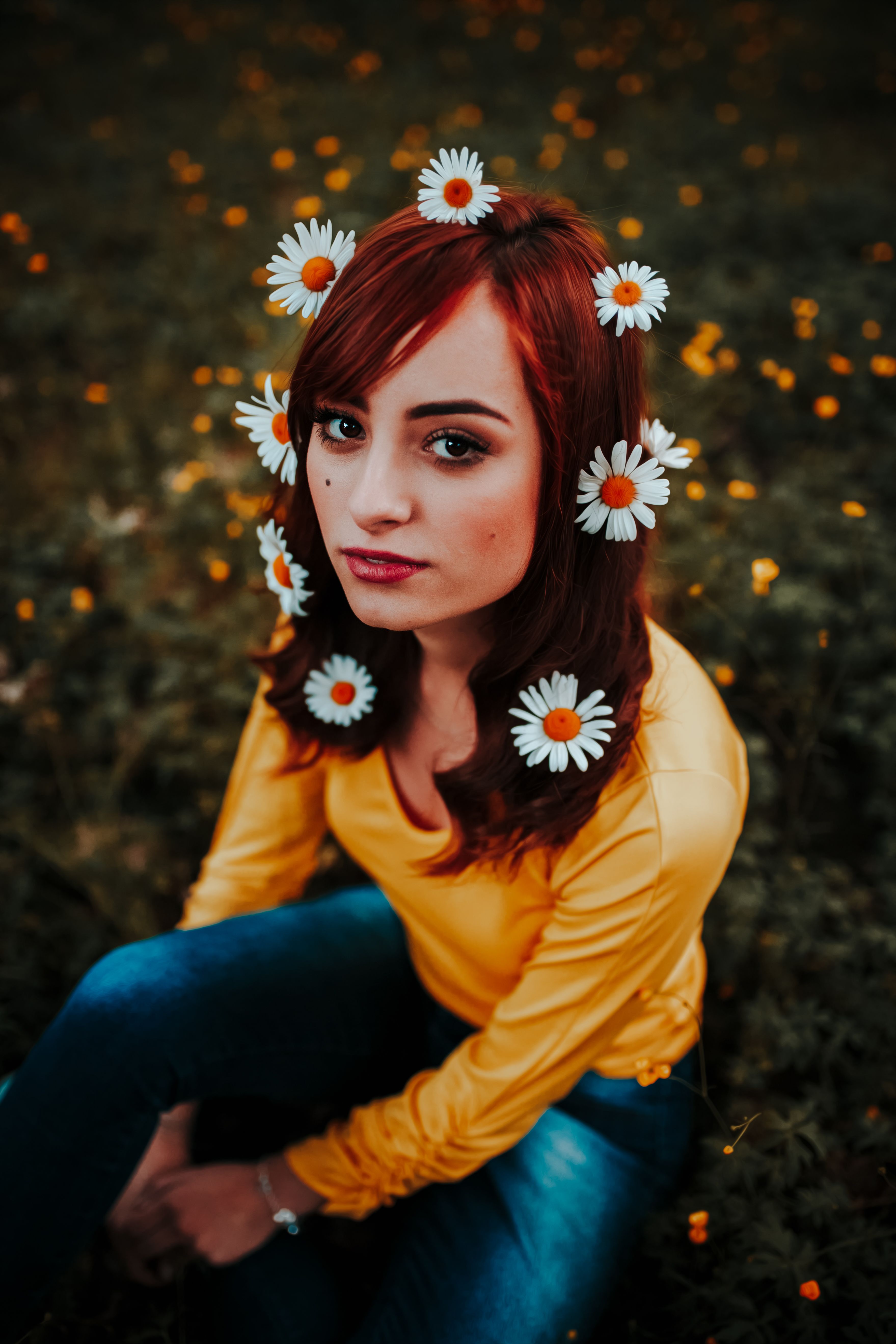 Woman with Flowers in Hair · Free Stock Photo