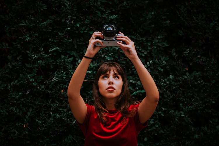 Woman Photographing Outdoors 