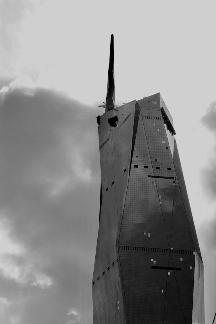 Black And White Photo Of A Futuristic Building