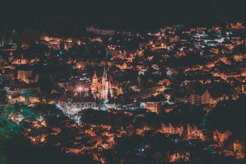 도시, 드론, 밤의 무료 스톡 사진