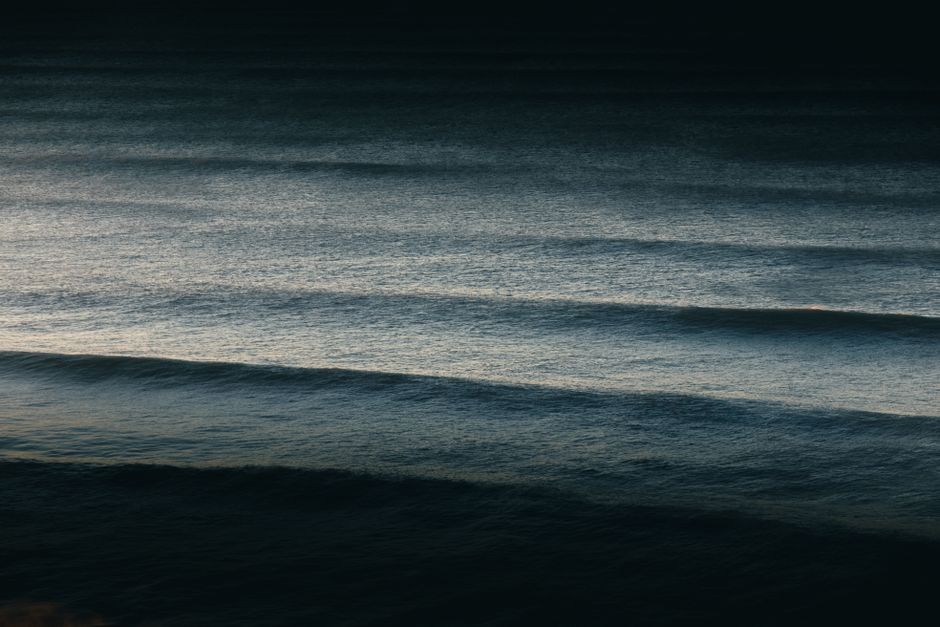 Serene ocean waves at dusk captured in Biarritz, France. Perfect for peaceful and atmospheric themes.