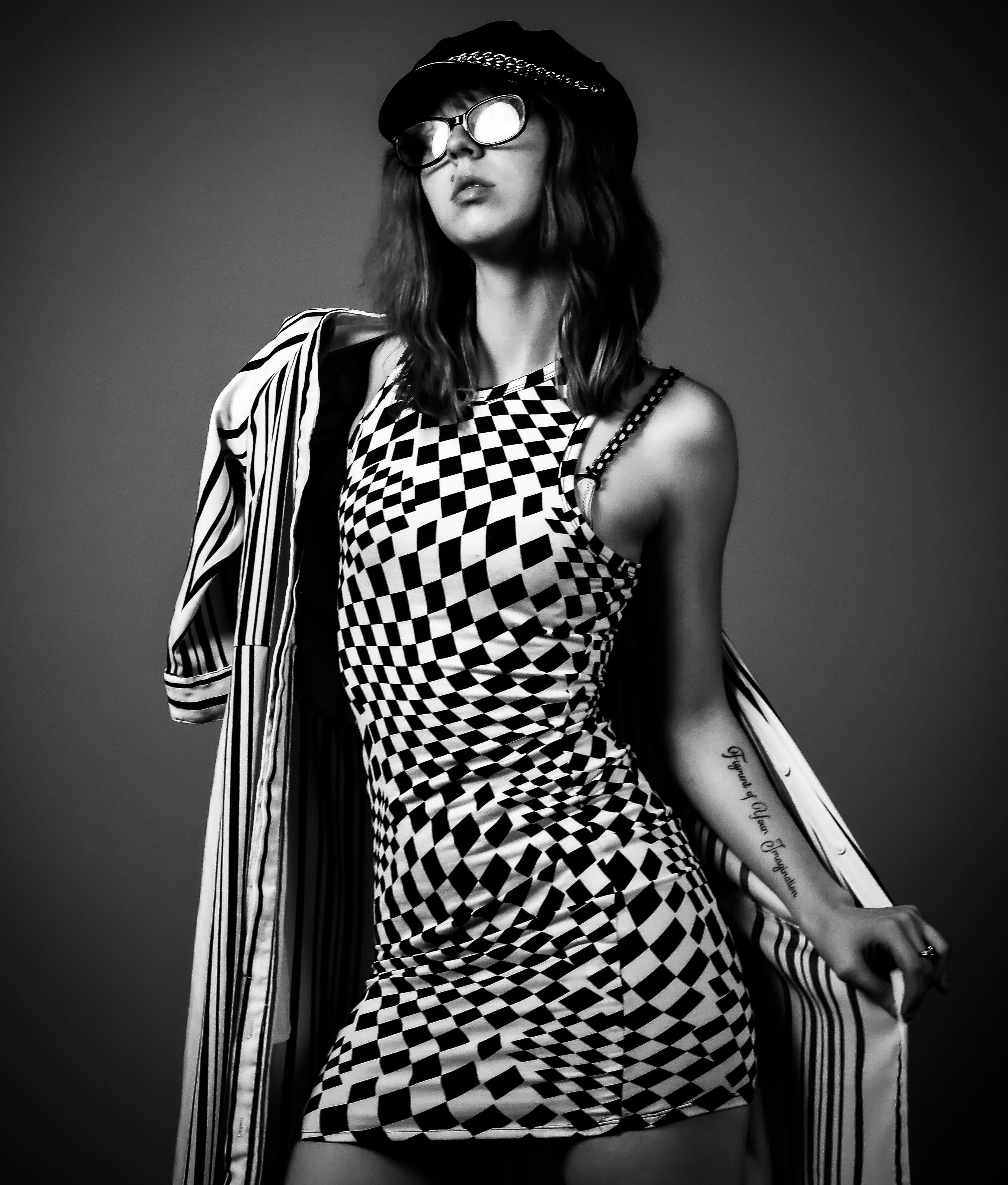 black club dress Madelaine Dress - Delphine Plaid