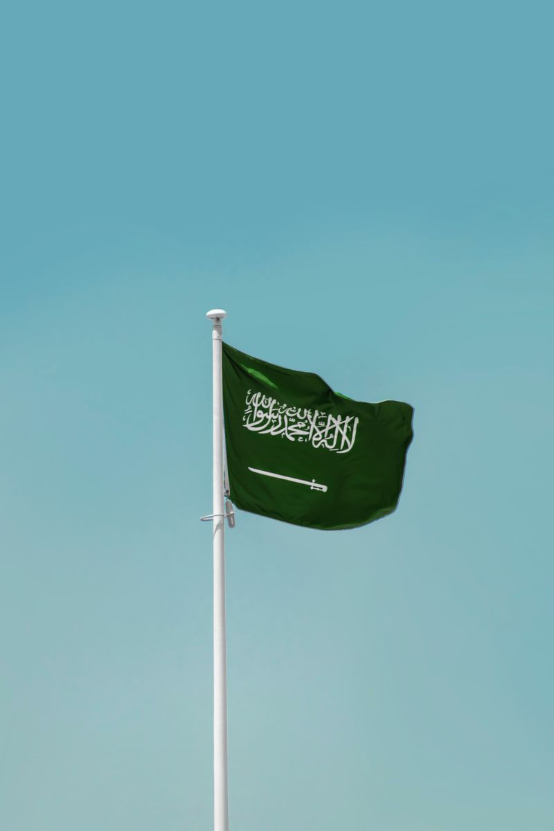 علم السعودية يرفرف في السماء