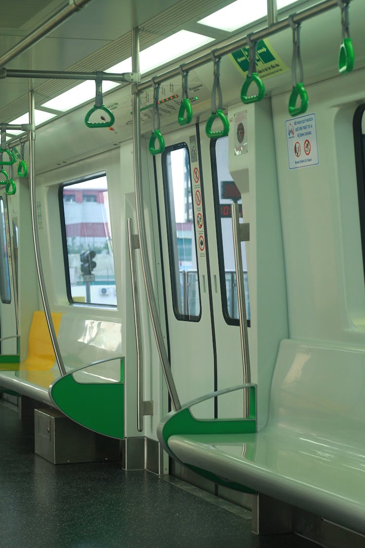 Clean Empty Vacant Seats Inside A Train