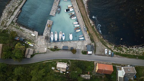 Free Aerial View of Marina Stock Photo
