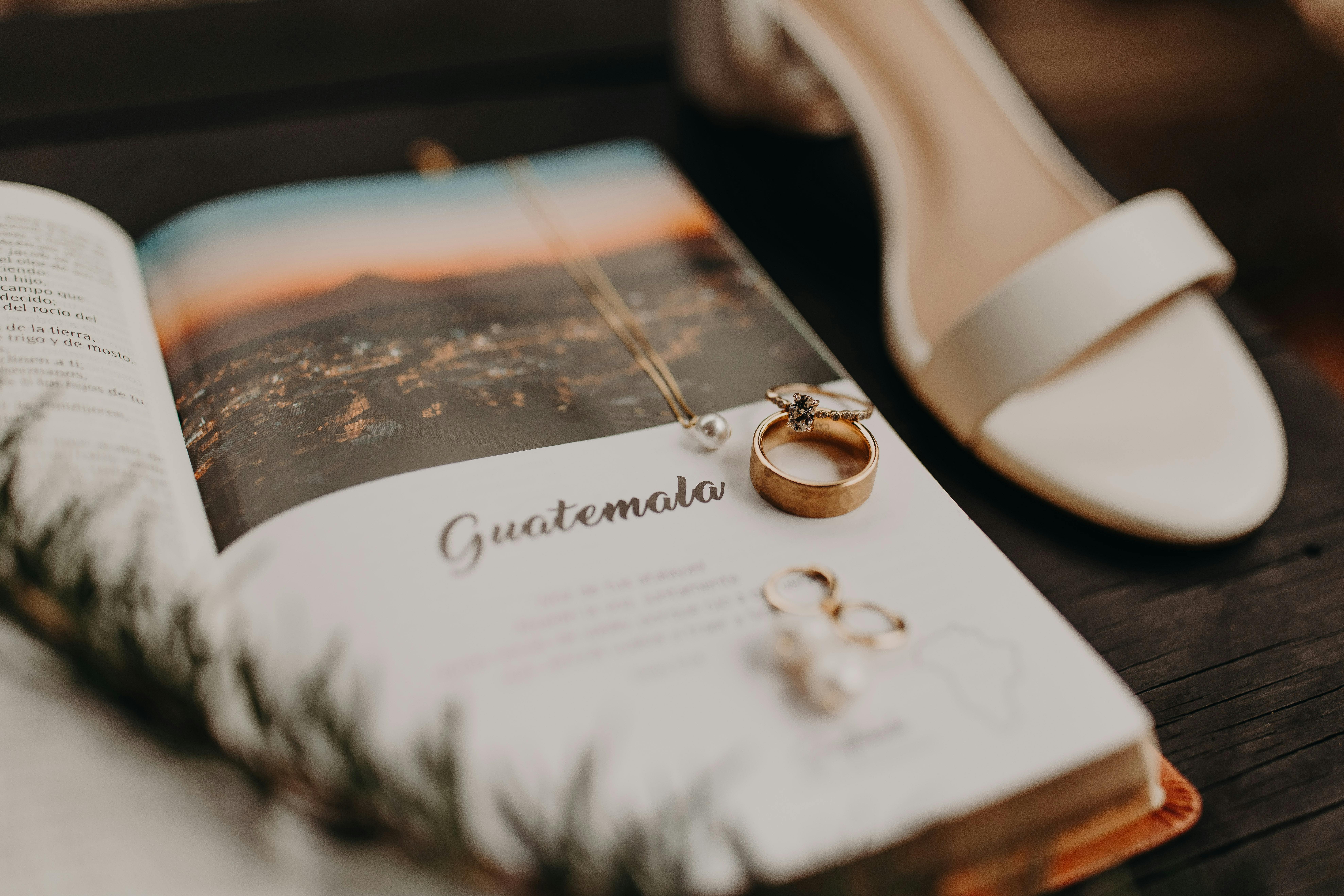 Open travel journal with map and couple's accessories