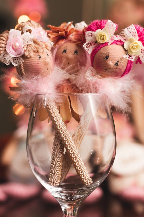 Pink Dolls in a Wineglass 