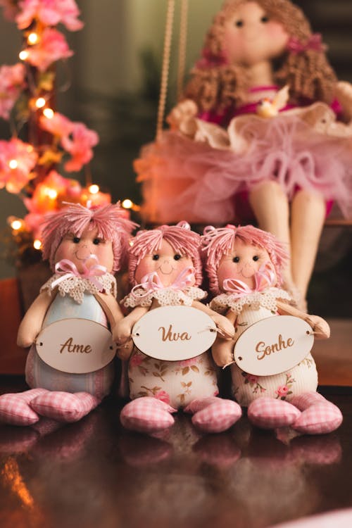 Pink Dolls with Name Tags 