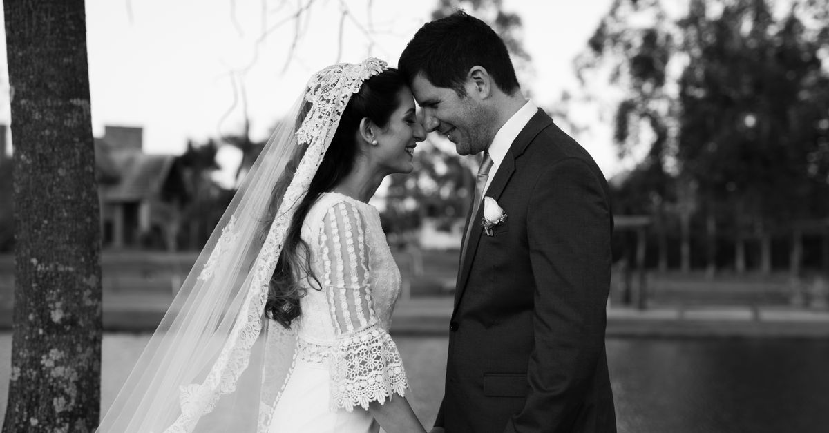 Couple celebrating their wedding day