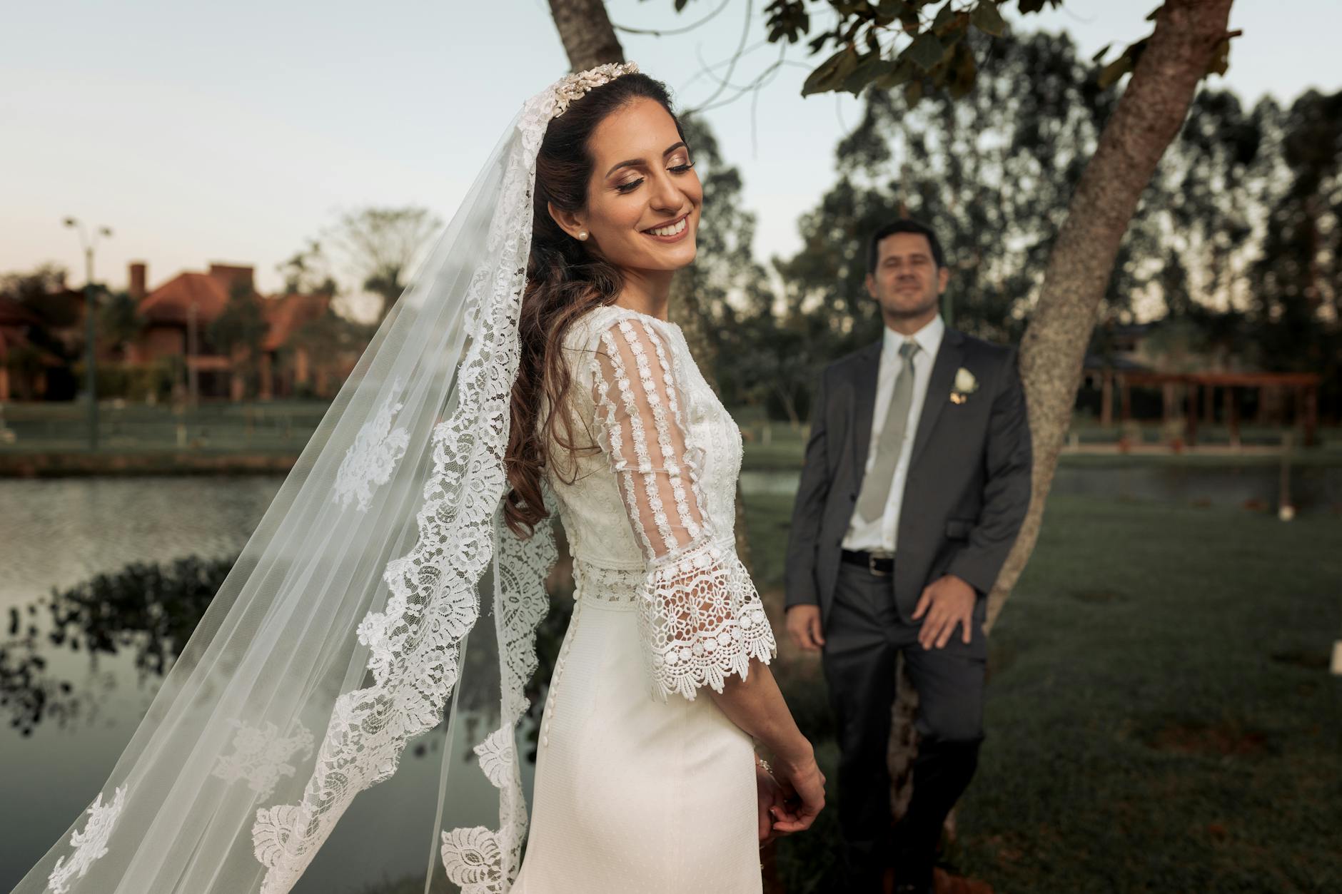 Couple during their elopement ceremony at a Devil's Lake State Park landmark