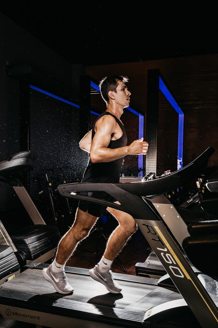 Man Running On A Treadmill