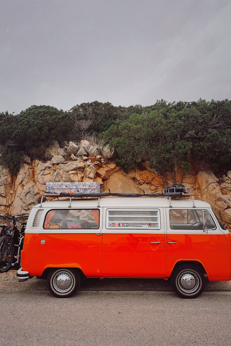 A Vintage Van On A Road