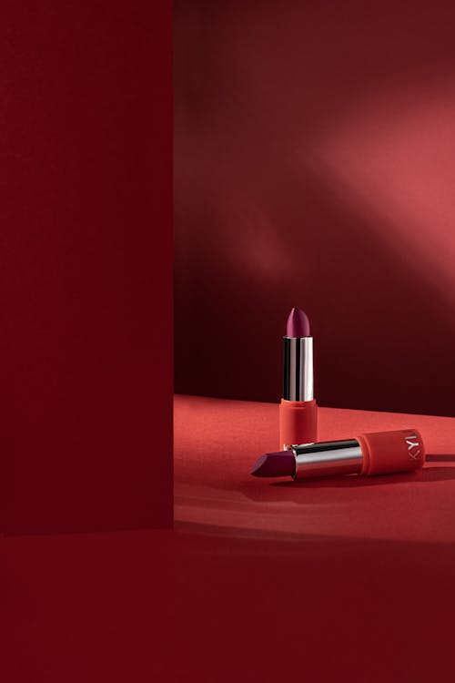 Luxurious Lipstick on Red Background