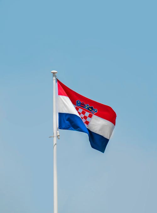 National Flag of Croatia on Flagpole