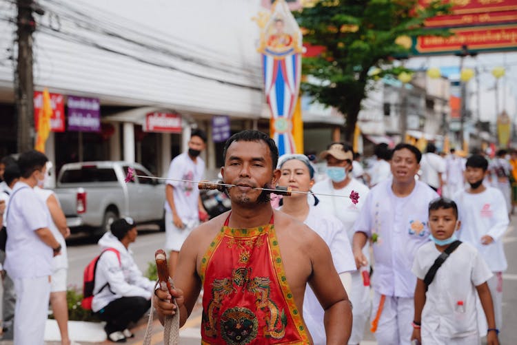 People In Traditional Clothes On Festival