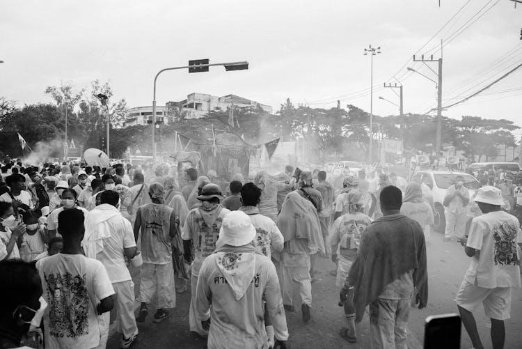 People Celebrating During City Festival