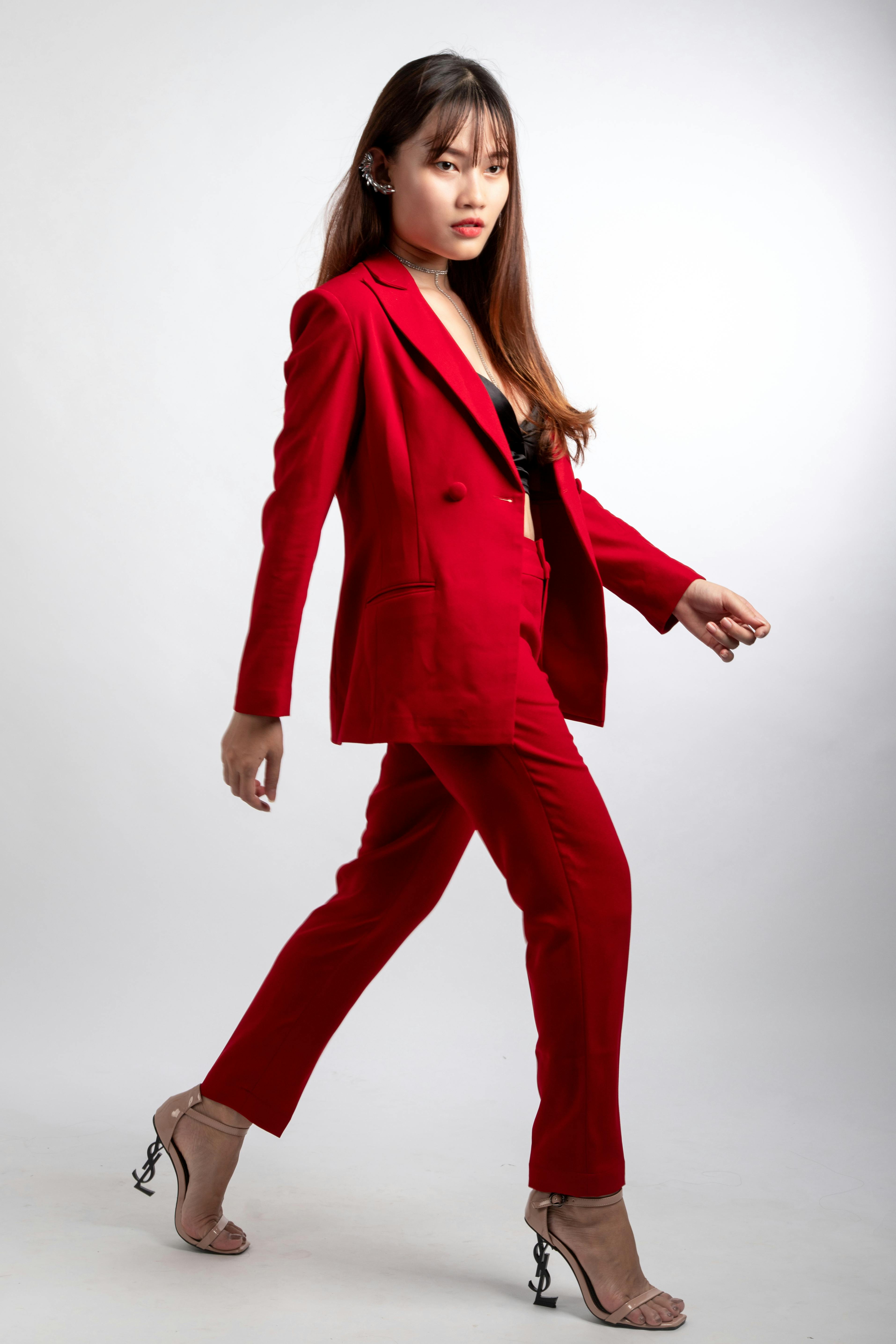 red formal pants for ladies