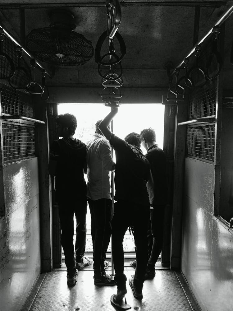 Group Of Teenagers In Train