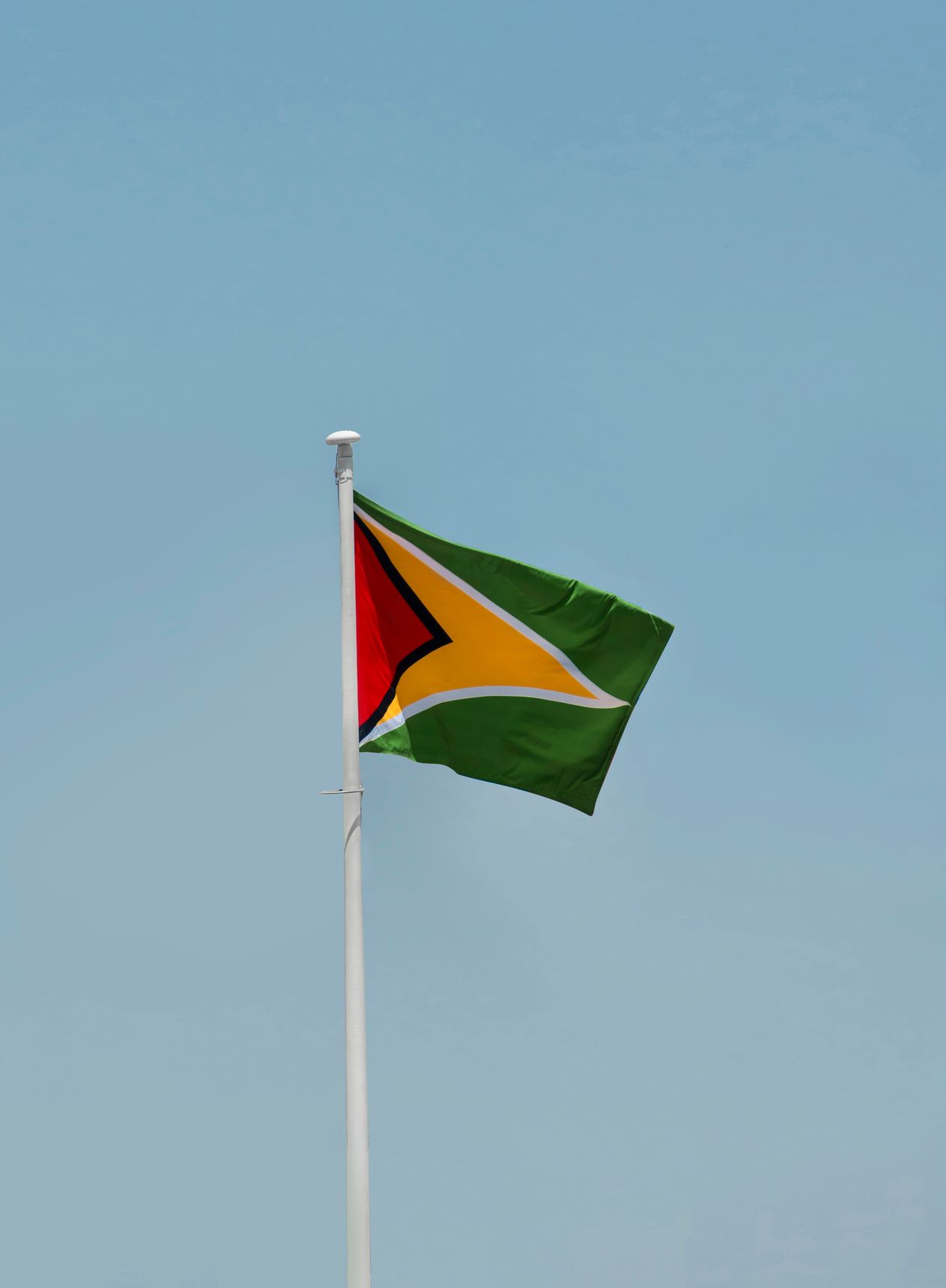 Guyana national flag flying in Georgetown