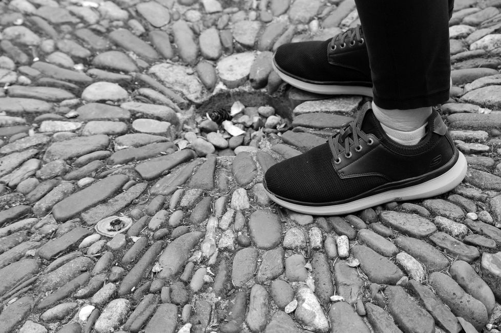 walking shoes on pathway