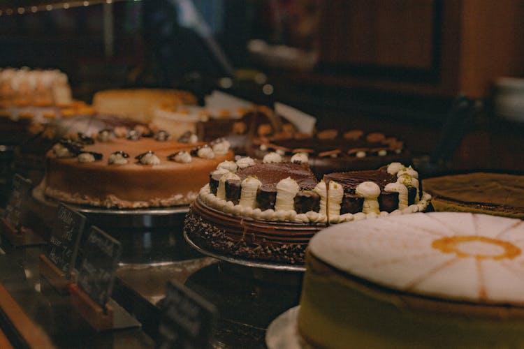 Close-Up Shot Of Delicious Cakes