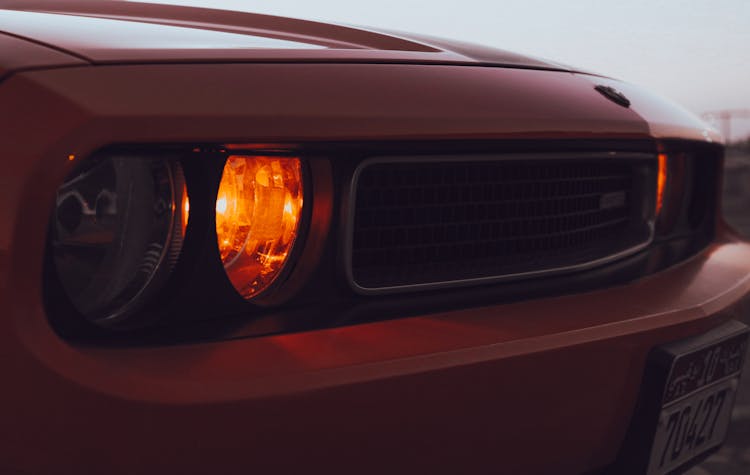 A Close-Up Shot Of A Dodge Challenger