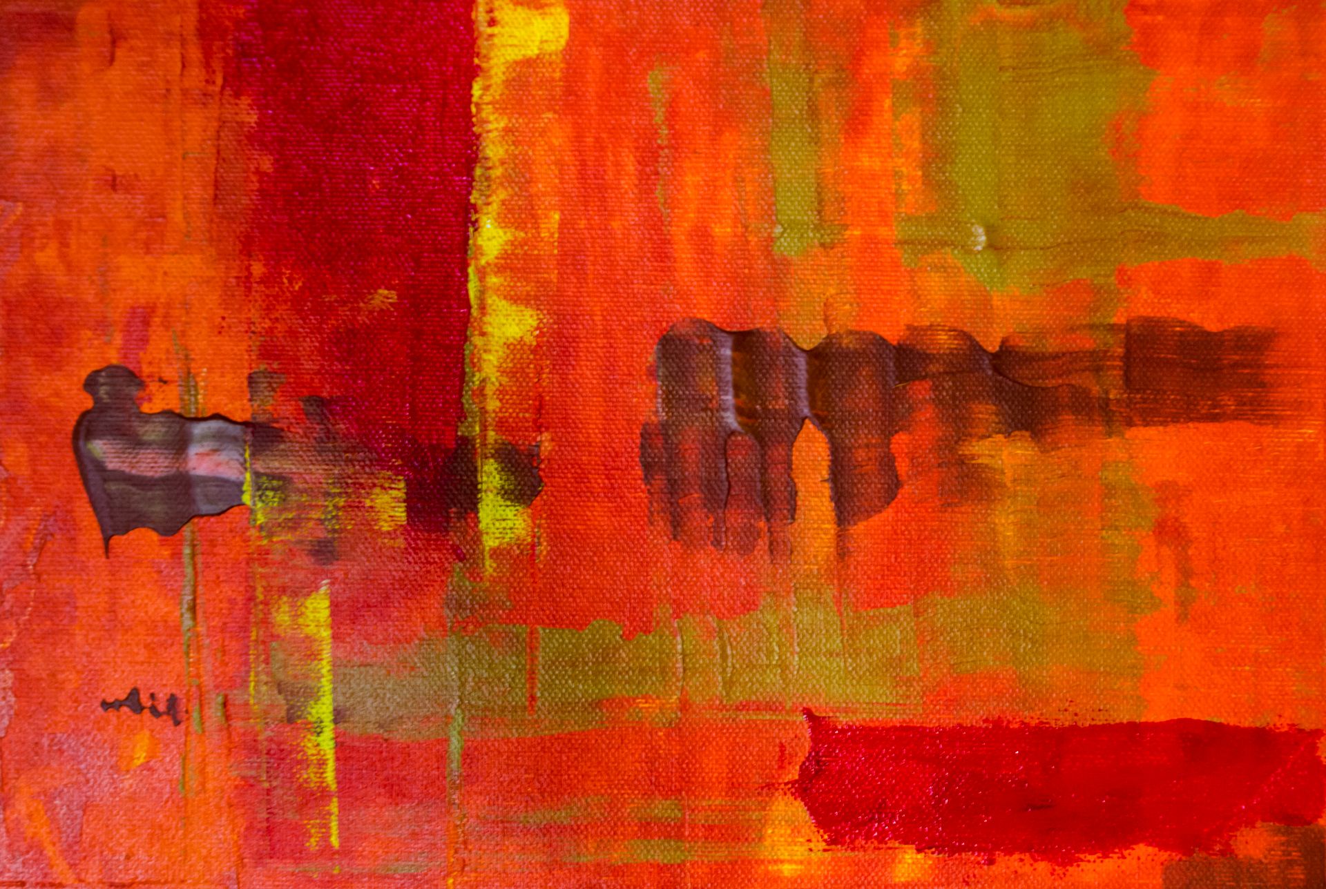 Bold and colorful abstract acrylic painting with rich textures on canvas.