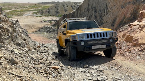 Yellow SUV Car on a Desert 