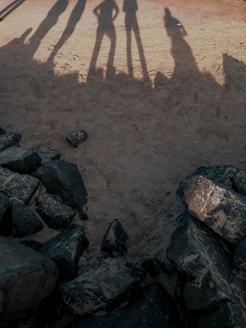 Free Shadows of people at beach  Stock Photo