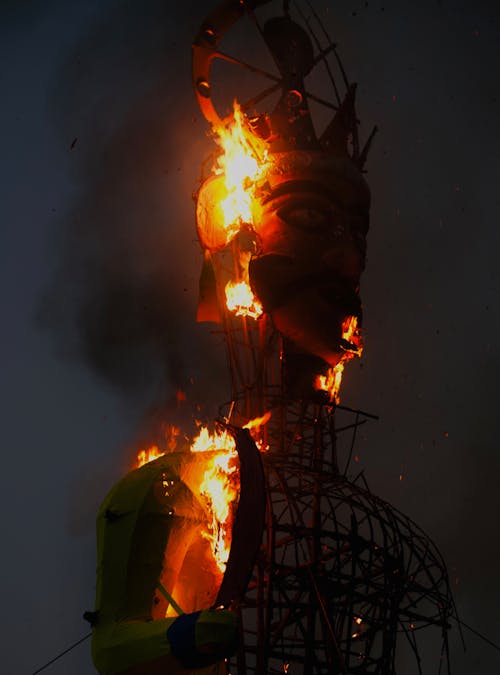 Burning Statue during a Vijayadashami Festival in India