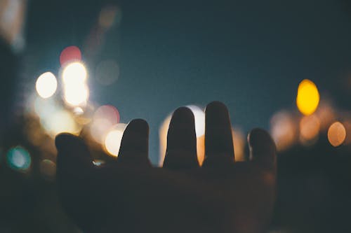 Bokeh Photography of Hand