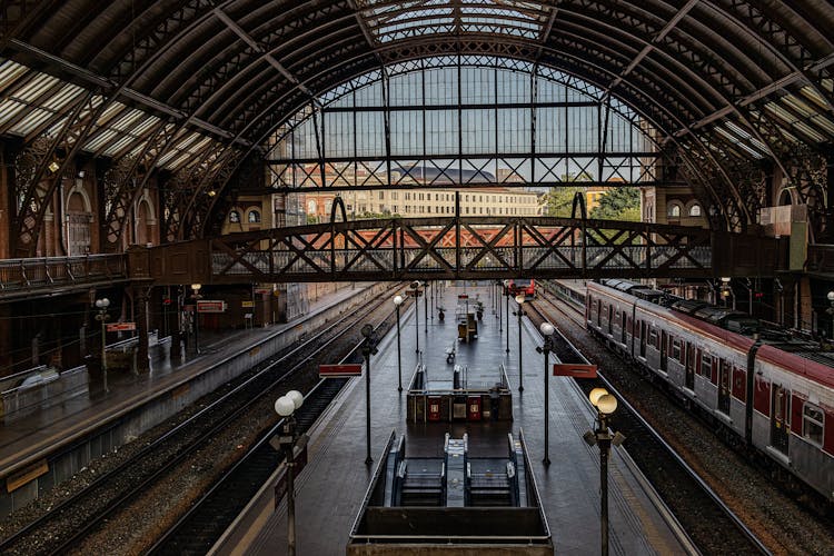 High Angle View Of Train Station