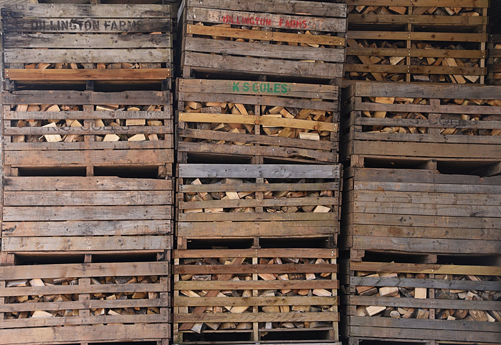 Firewood in Wooden Crates